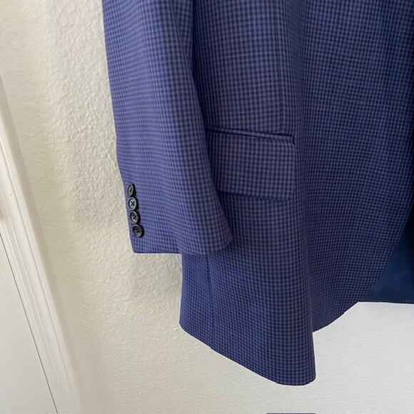 Joseph A. Bank Signature Collection Men's 58 R Blue Check Suit Jacket 100% Wool - Picture 7 of 16